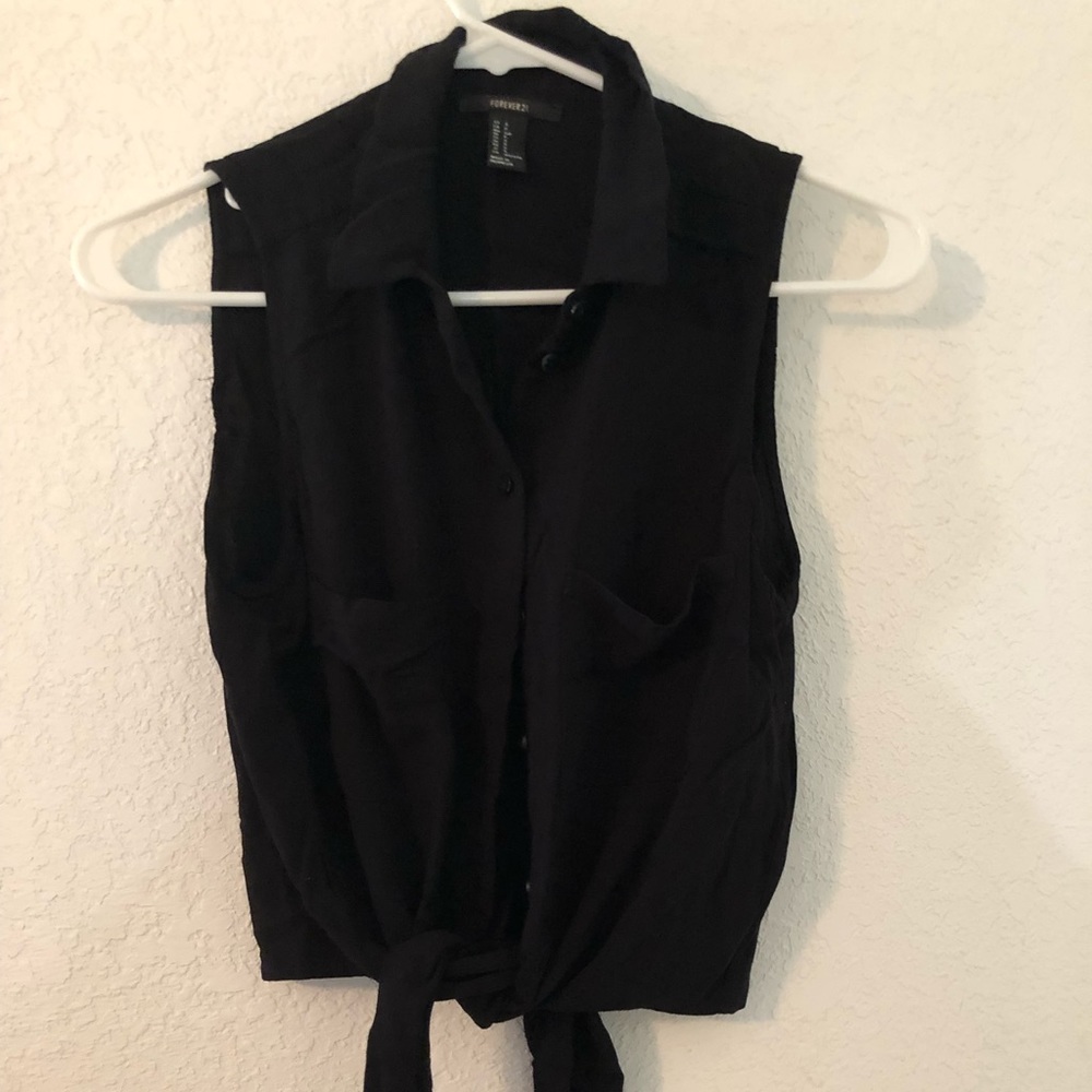 Black crop top with tie front